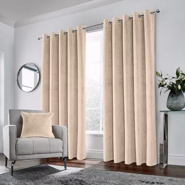 Enhanced Living Hampton Blackout Eyelet Curtains, Cream, H: 275 cm, W: 229 cm