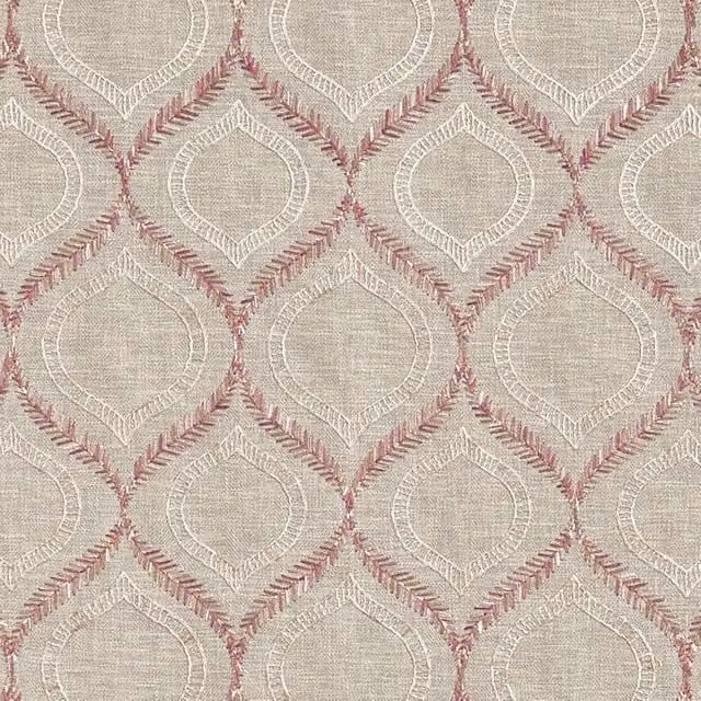 Prestigious Textiles Powell Embroidered Fabric in Pink and Beige Rose
