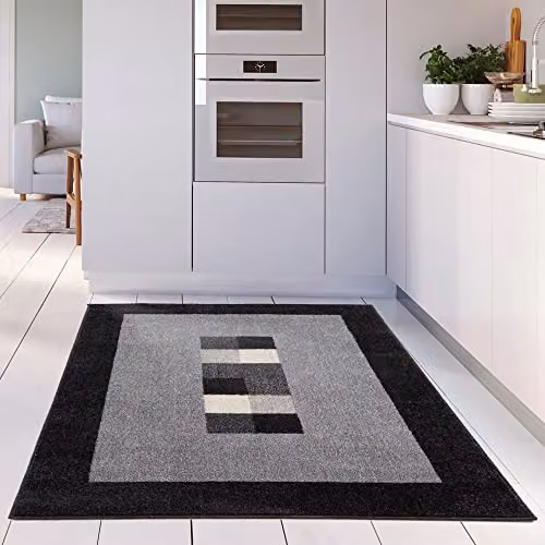 THE RUGS Modern Plain Rectangular Area Rug in Grey and Black, W: 200 cm, D: 290 cm – 4