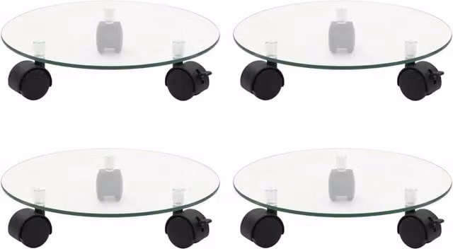 Berkfield Home Set of 4 Multicolour Tempered Glass Round Planters, Diameter: 28 cm