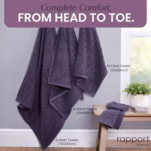 Rapport Home Safari 6-Piece Cotton Towel Bale Set in Purple, 500gsm – 3