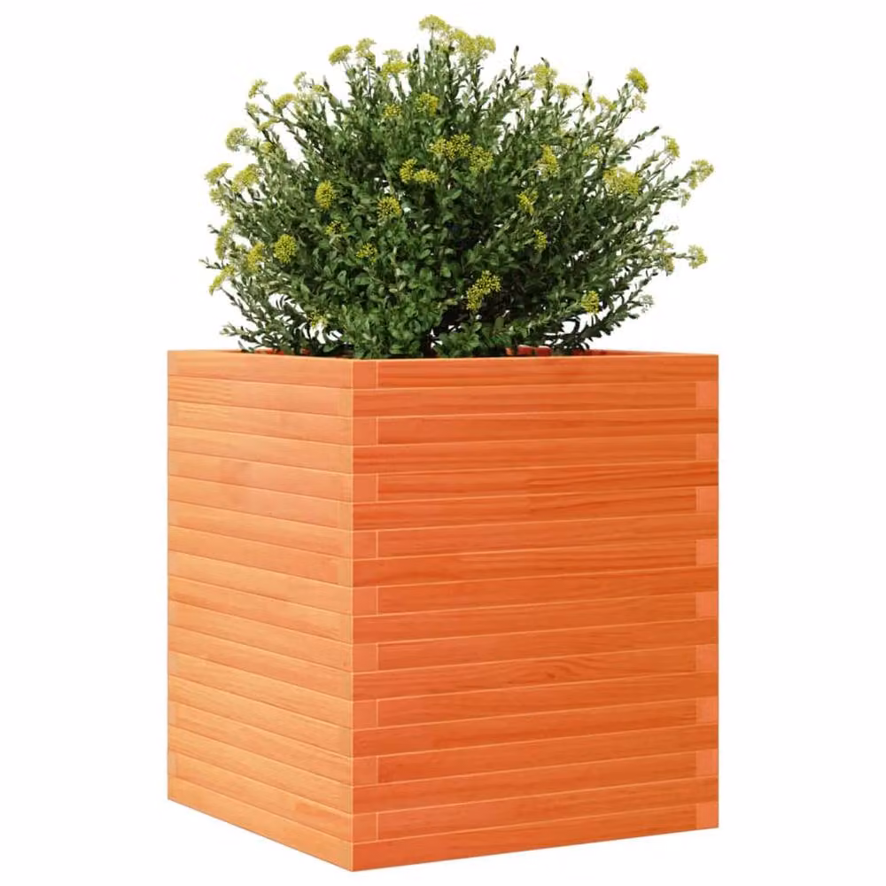 Berkfield Home Solid Wood Pine Garden Planter Tub, Brown, W: 60 cm, D: 60 cm, H: 68.5 cm – 2