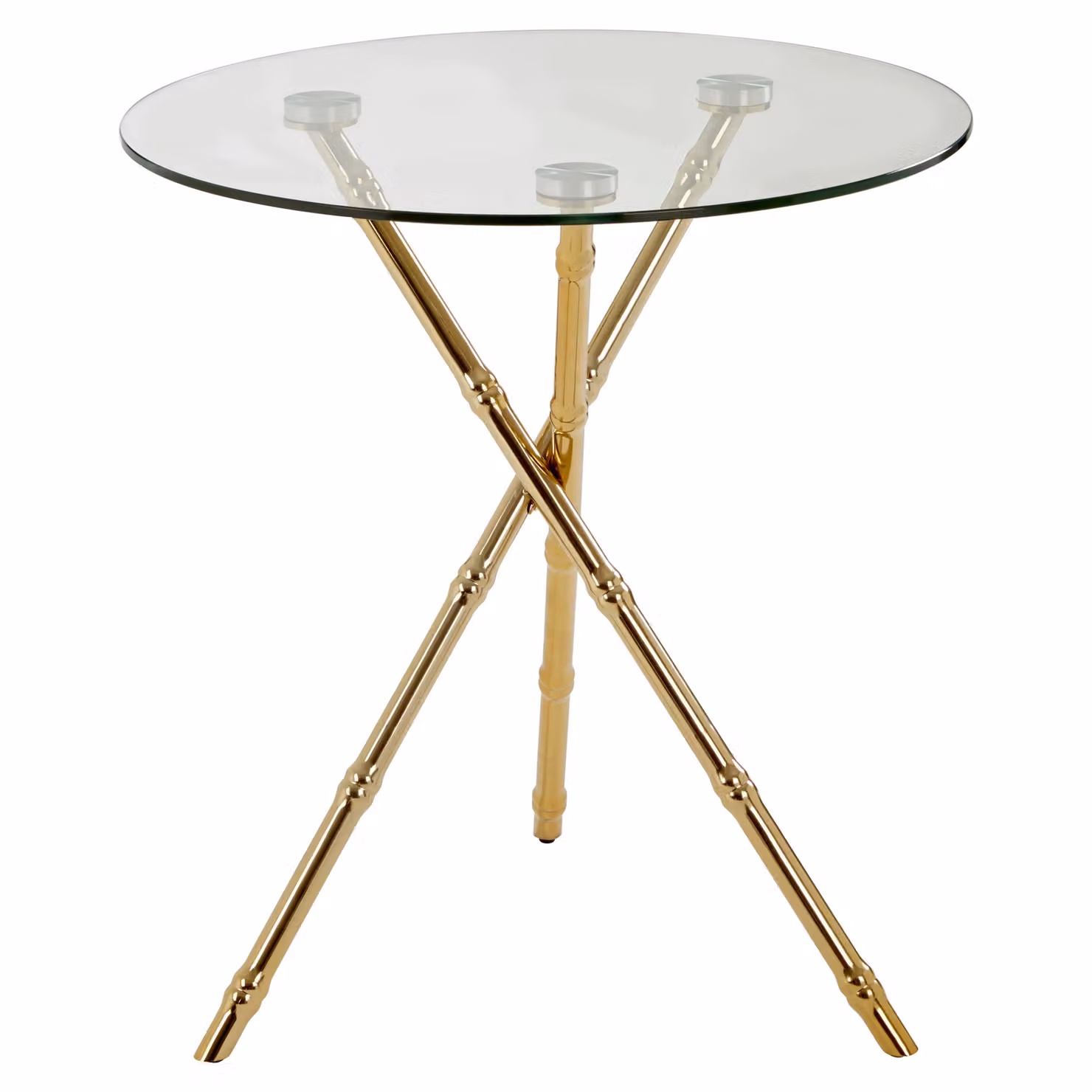 Orsina Glass Side Table with Gold Knop Legs, W/D/H: 61 x 61 x 55 cm – 2