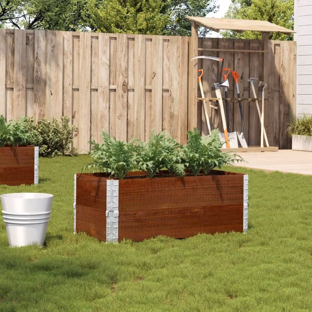 Berkfield Home Garden Brown Wooden Raised Bed Planter with Galvanised Steel, W: 100 cm, D: 50 cm – 2