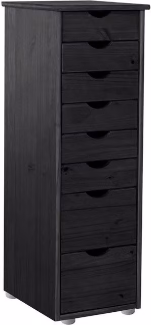 Gava 8 Drawer Wood Chest in Black Stained Wax
