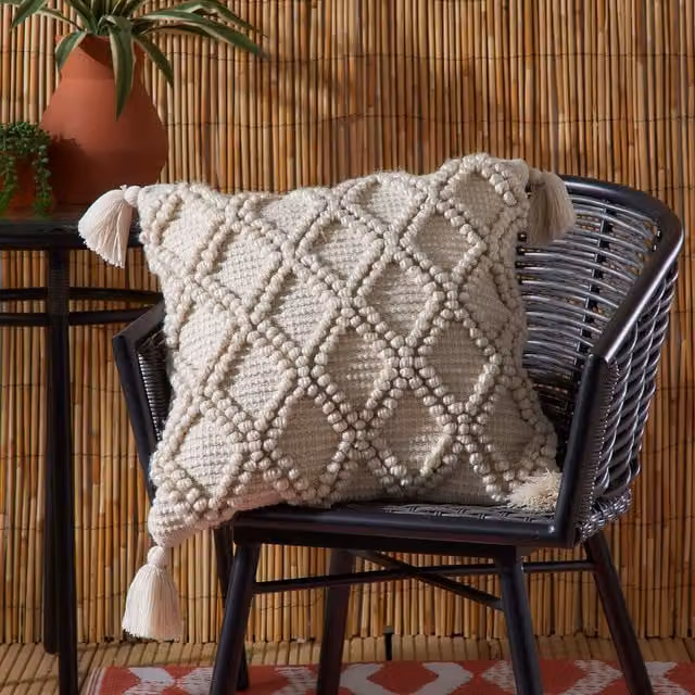 Drift Home Alda Outdoor Filled Square Cushion in Beige, 43 x 43 cm