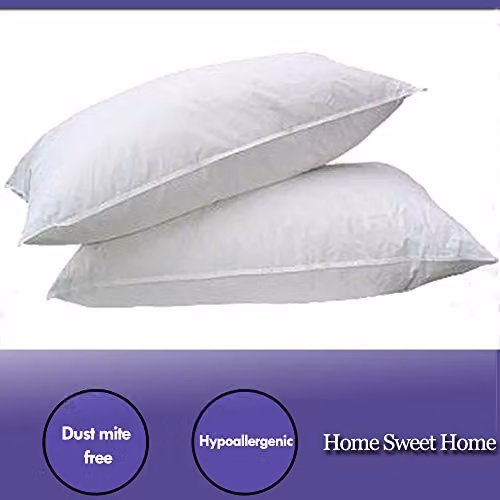Home Sweet Home UK Luxury Egyptian Cotton Pillows, 2 Pack, White, Medium Support, Hypoallergenic and Breathable – 2