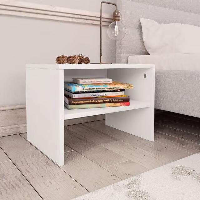 Berkfield Home White Bedside Cabinet in Engineered Wood, W/D/H: 40 x 30 x 30 cm – 1