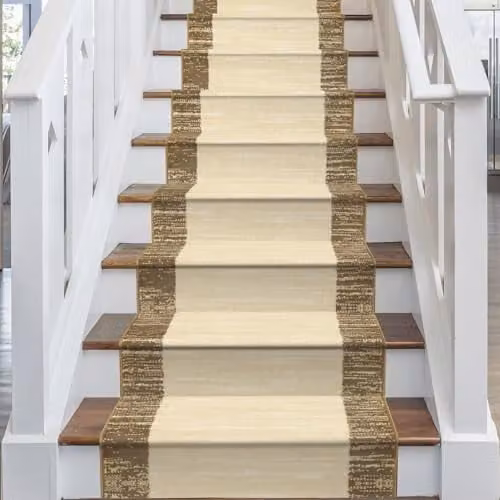 runrug Soft and Comfortable Stair Runner in Morning Mist Beige, W: 70 cm, L: 630 cm – 1