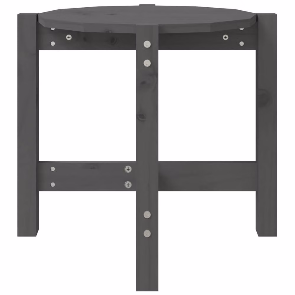 Berkfield Home Round Grey Solid Pine Wood Coffee Table, Diameter: 52.5 cm, Height: 45 cm – 4