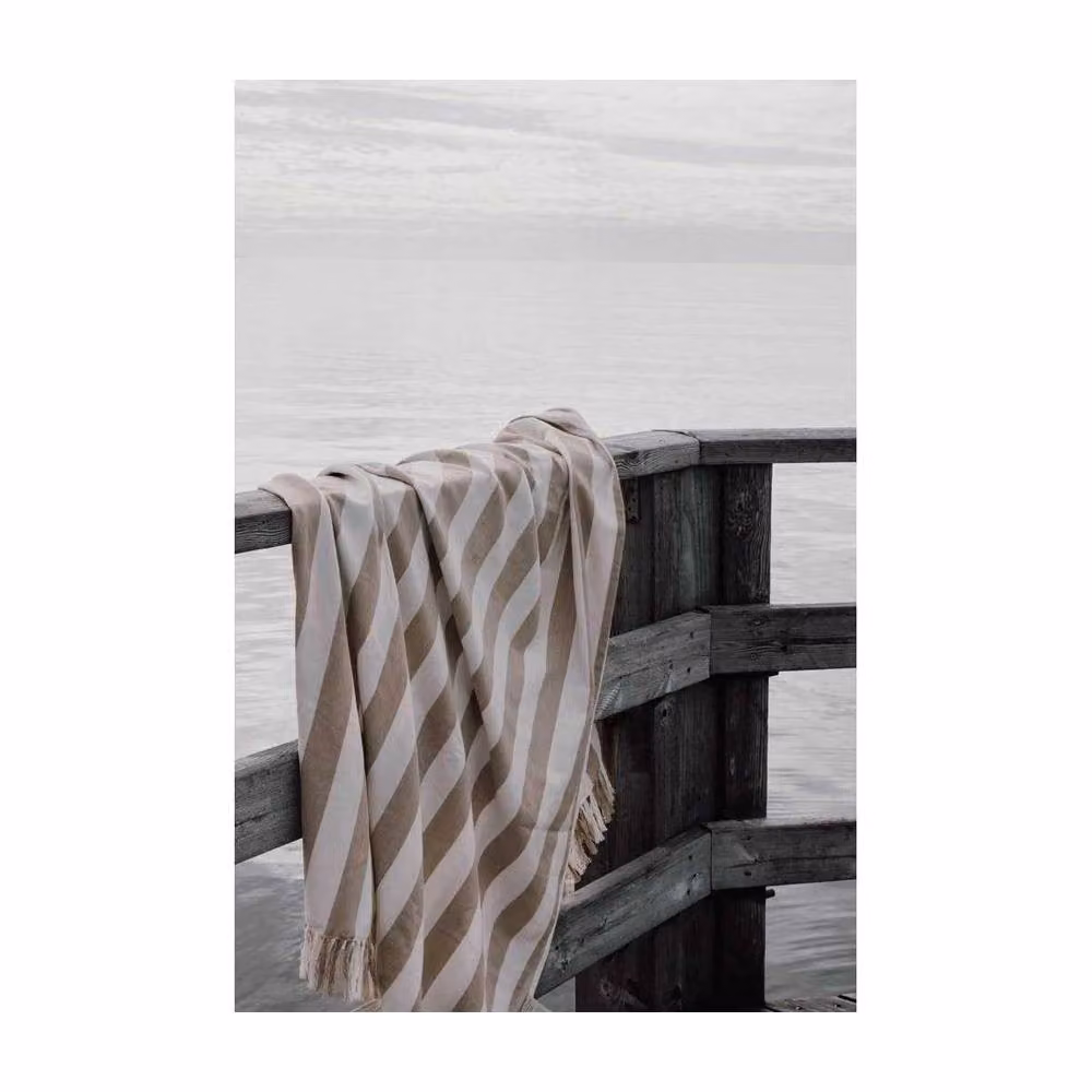 Vinga Ornos Family Hammam Towel in Beige, Striped, Quick-Drying, W/D/H: 180 x 200 cm – 2