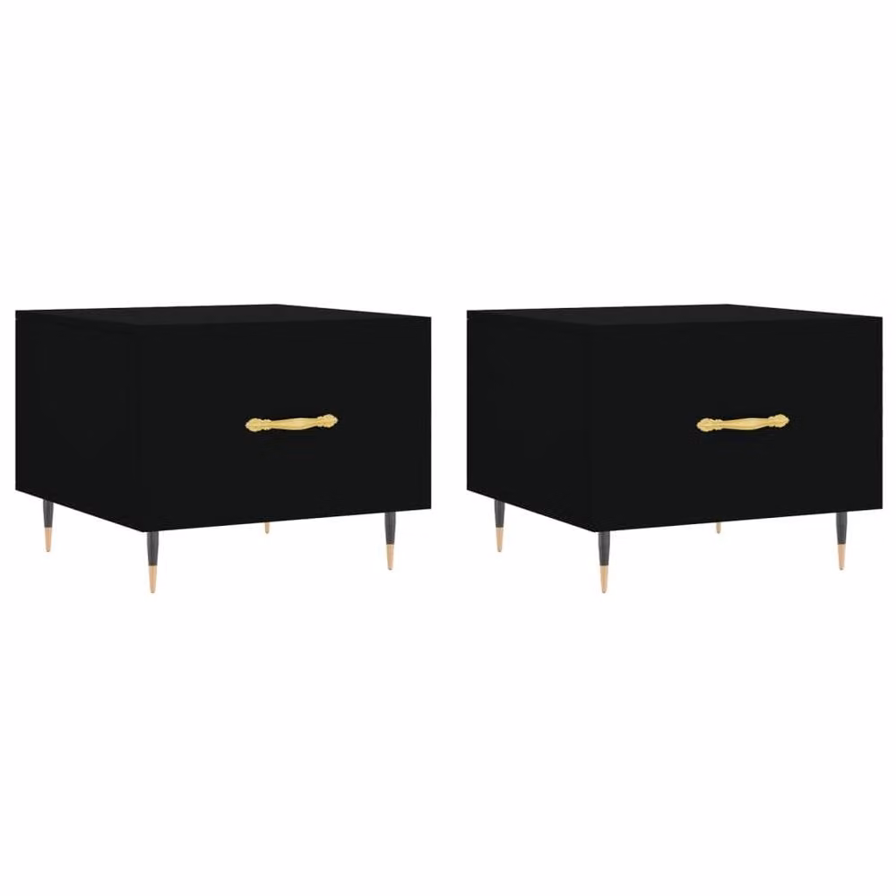 Berkfield Home Set of 2 Black Decorative Square Coffee Tables in Engineered Wood, W/D/H: 50 x 50 x 40 cm – 1