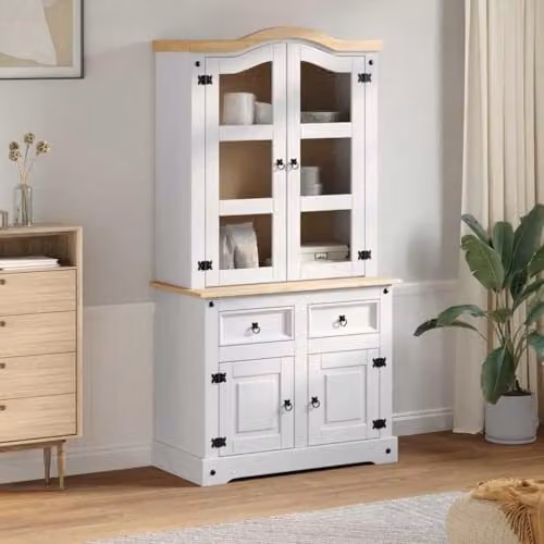 vidaXL CORONA White Sideboard in Solid Pine Wood, W/D/H: 100 x 48.5 x 179 cm – 2