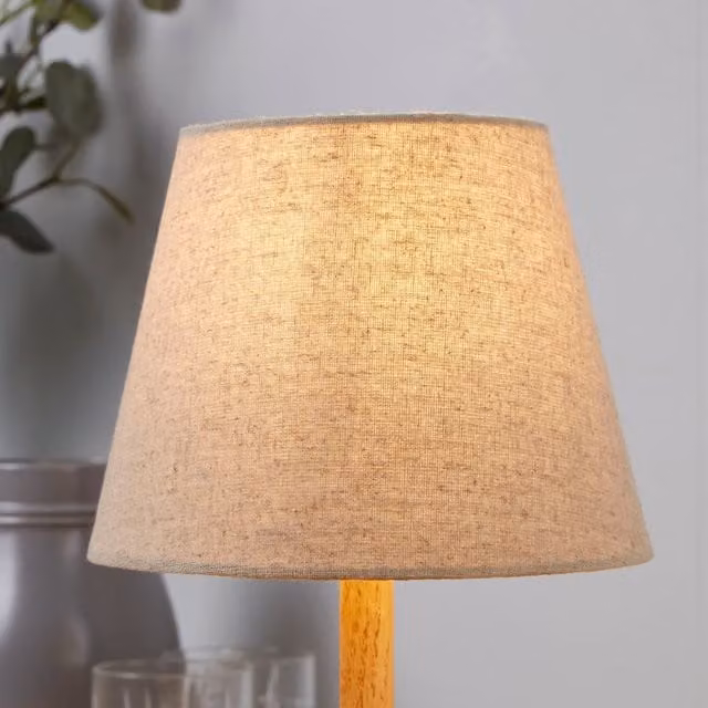 Lighting Collection Linen Tapered Cone Lamp Shade in Beige, Diameter: 20 cm – 1