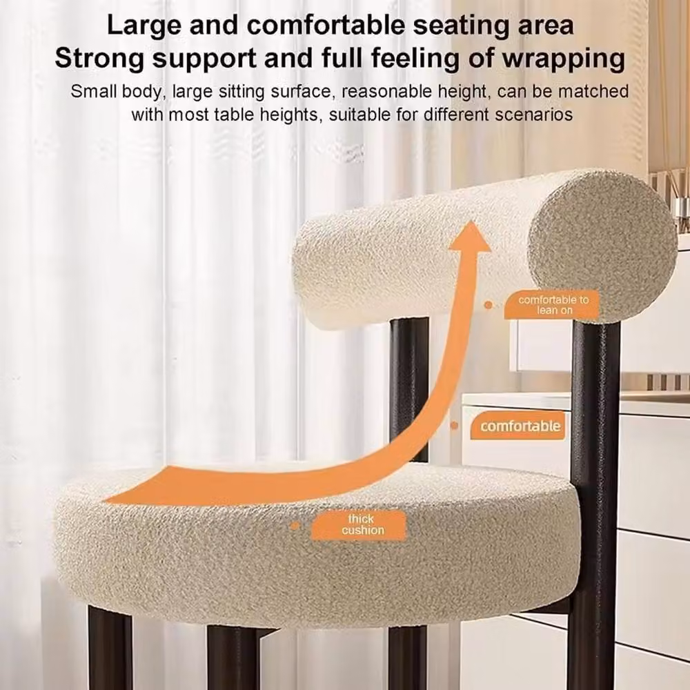FORGEVIO Soft Bouclé Makeup Vanity Chair with Backrest in White – 2