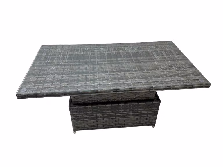 Fimous 8 Seater Rattan Corner Sofa Set with Height Adjustable Rising Lifting Table in Dark Grey