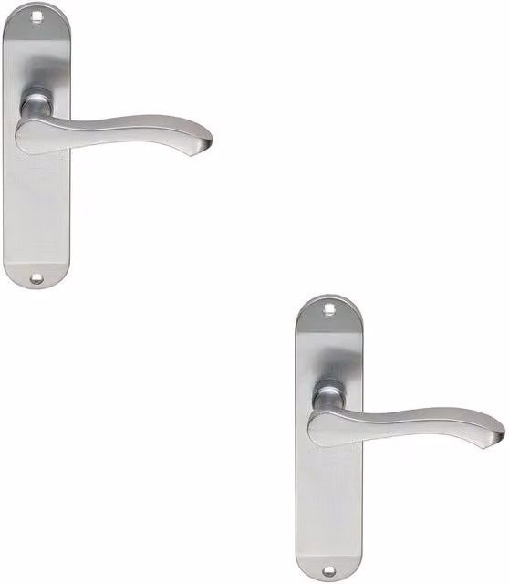 Loops 2x Pair Scroll Lever Door Handles on Latch Backplate, Satin Chrome, Backplate W: 18 cm, H: 4 cm