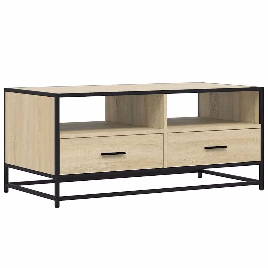 Berkfield Home Industrial Coffee Table in Sonoma Oak and Brown, W/D/H: 100 x 50 x 45 cm – 2