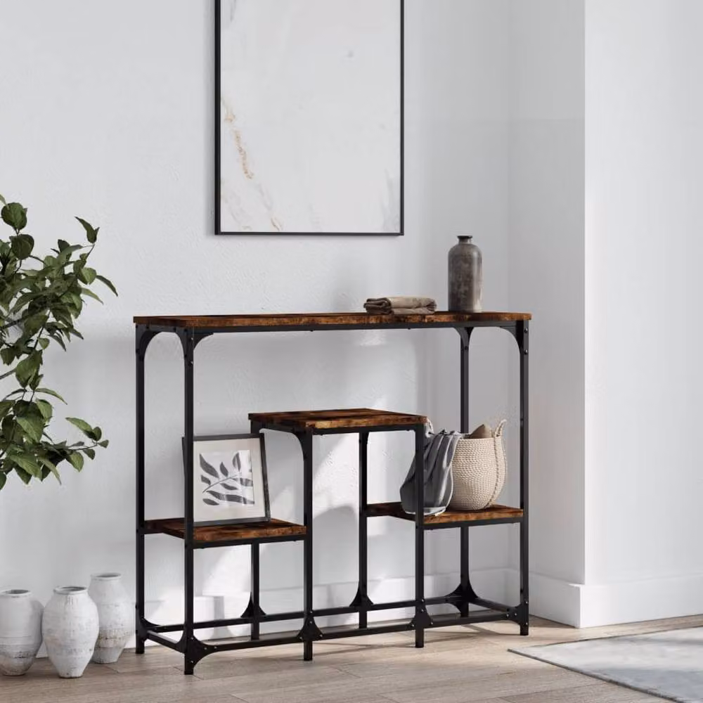 Berkfield Home Smoked Oak Console Table in Brown, W: 89.5 cm, D: 28 cm, H: 76 cm – 2