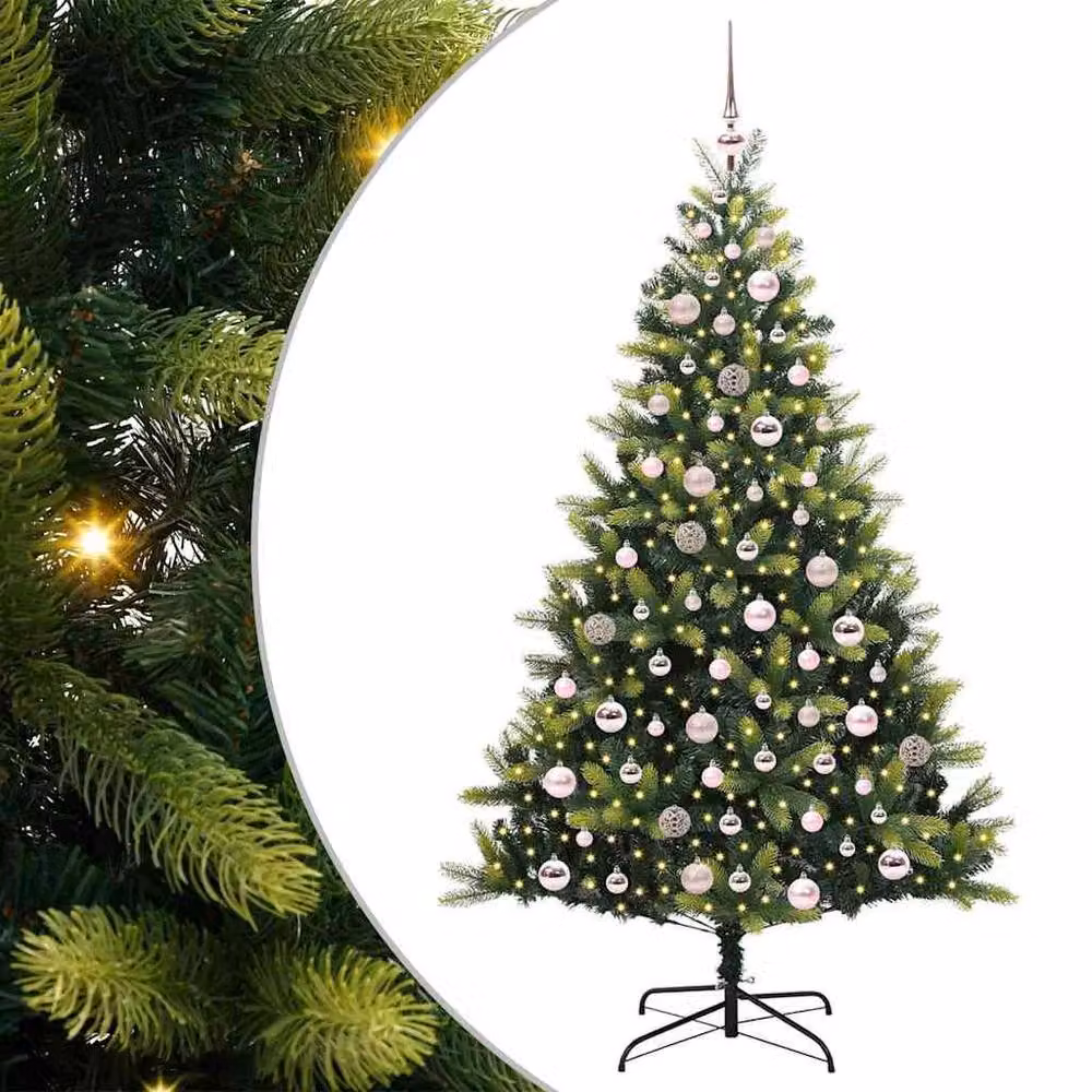 Berkfield Home Artificial Hinged Christmas Tree with 300 LEDs, Green, Height: 180 cm – 2