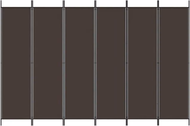 Berkfield Home 6-Panel Durable Fabric Room Divider in Brown, W: 300 cm, H: 200 cm – 1