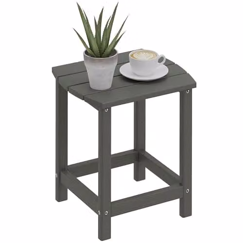 Outsunny Grey Plastic Outdoor Side Table for Garden and Terrace – 1