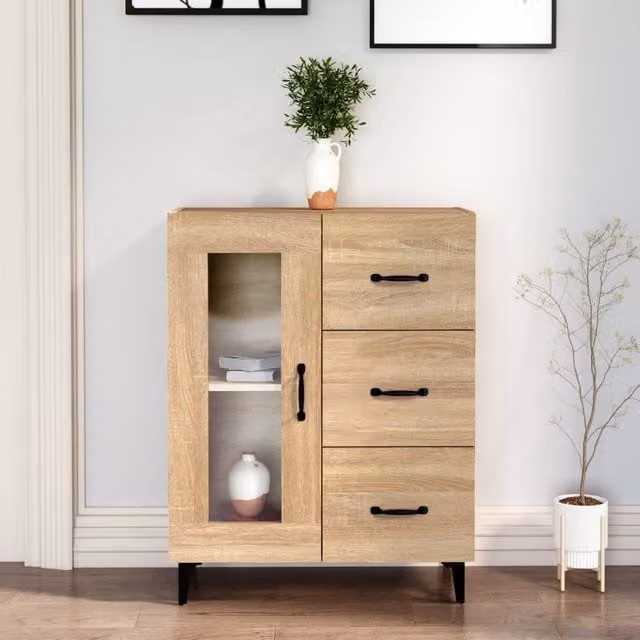 Berkfield Home Sonoma Oak Sideboard in Brown, W: 69.5 cm, D: 34 cm, H: 90 cm