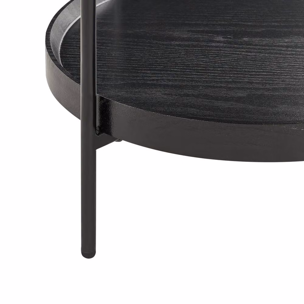 Wyld and Coco Two-Tier Round Side Table with Black MDF Top and Metal Frame, Diameter: 45 cm, Height: 64 cm – 4