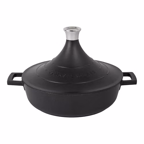 MasterClass Cast Aluminium Non-Stick Tagine Casserole Dish with Self-Basting Cone Lid, Black, Diameter: 28 cm, 4 L
