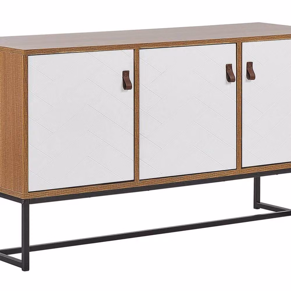 Wyld and Coco Modern Geometric Sideboard in White and Black, H 62 cm x W 112 cm – 2