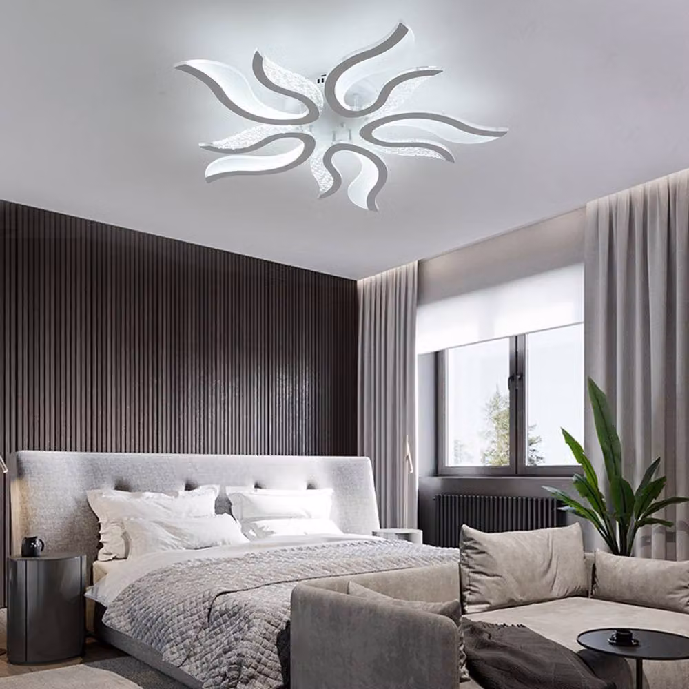 NIVOR 50W Modern LED Dimmable Acrylic Flame Shape Ceiling Light with Remote Control in White – 4