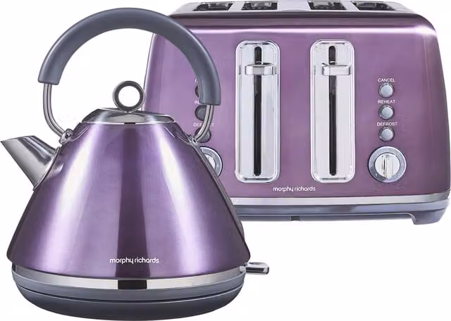 Morphy Richards Accents Stainless Steel Kettle and Toaster Bundle in Purple