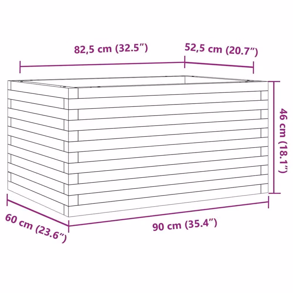 Berkfield Home Decorative Garden Planter in Beige Wood, W/D/H: 90 x 60 x 46 cm – 2