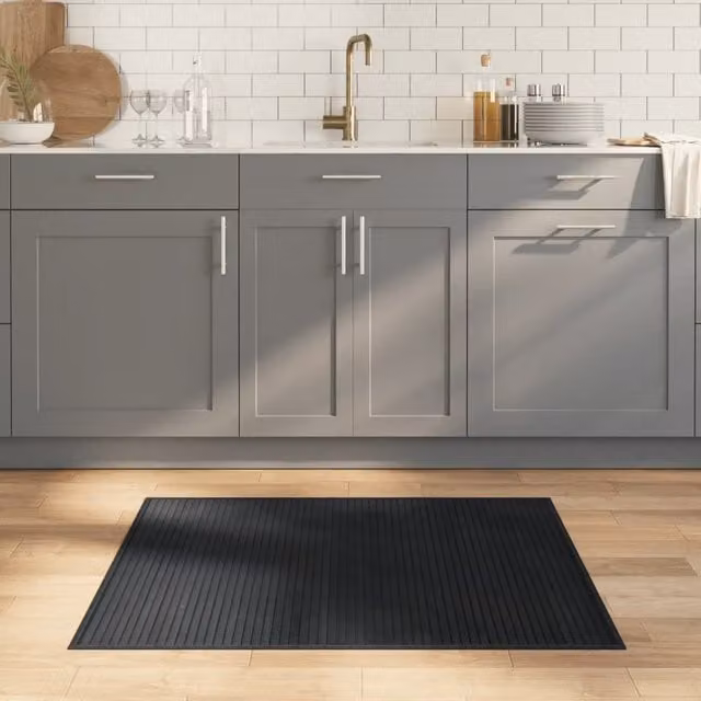 Berkfield Home Rectangular Bamboo Rug in Grey, W/D: 100 x 80 cm