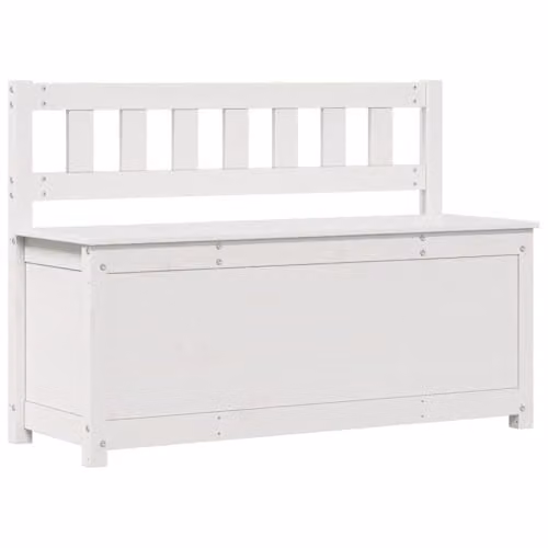 vidaXL White Solid Wood Pine Bench, W/D/H: 110 x 41 x 76.5 cm