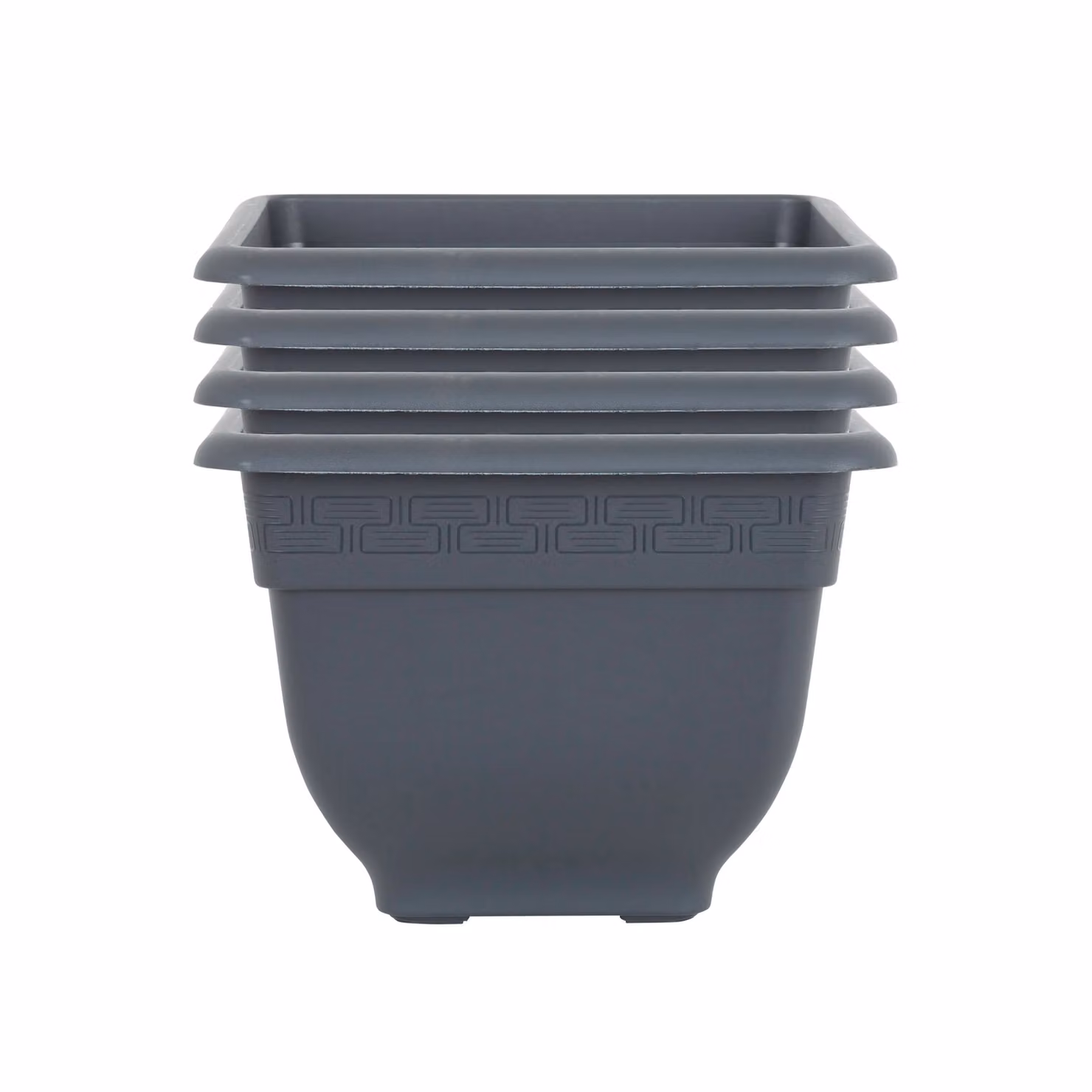 Wham Bell Pot Set of 4 Square Plastic Garden Planters in Slate Grey, 37 cm – 2