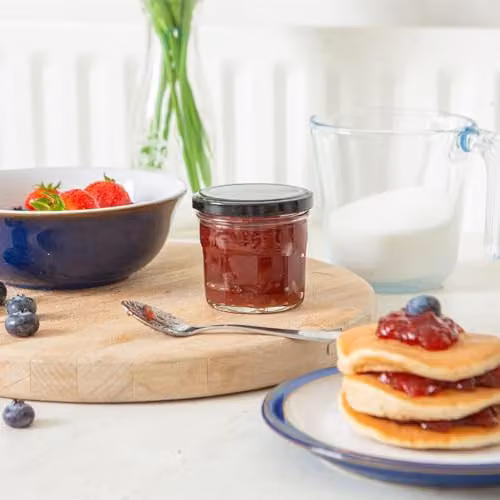 Argon Tableware Glass Jam Jars with Airtight Black Lids, 130ml, Pack of 24 – 2