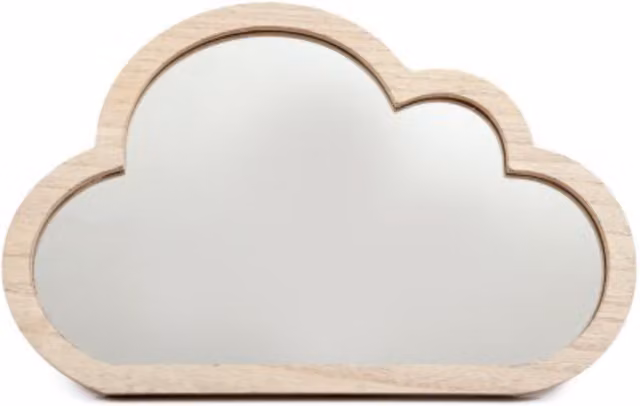 Little Cosy Home Scandinavian Organic Cloud Shaped Wooden Wall Mirror in Beige