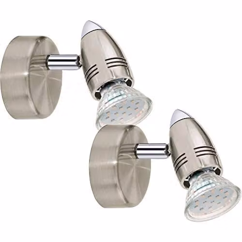 Loops 2 Pack Modern Chrome Wall Spot Light with Included LED GU10 Bulbs – 1