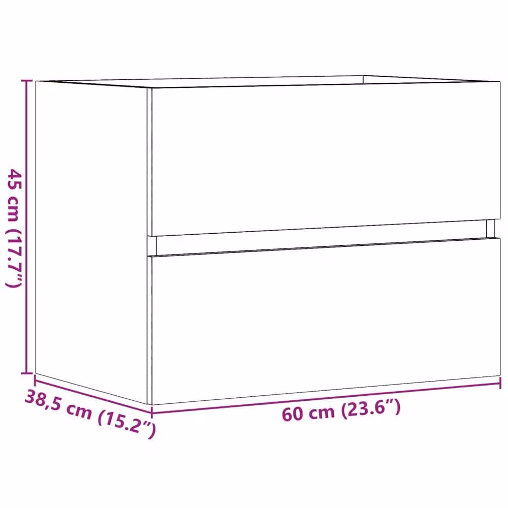 Berkfield Home Wall Mounted Bathroom Cabinet in Brown Old Wood, W: 60 cm, D: 38.5 cm, H: 45 cm – 5