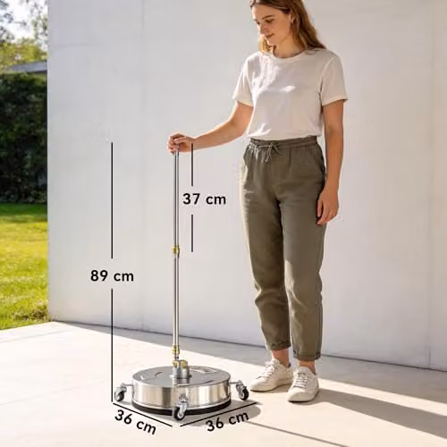 Outsunny 13 inch Pressure Washer Surface Cleaner with 4 Wheels in Silver and Stainless Steel – 6