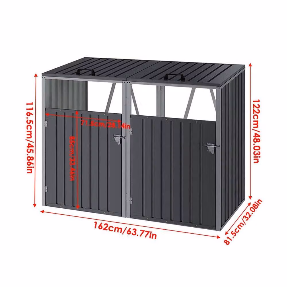 Kelvenix Metal Double Wheelie Bin Storage Box in Black – 2