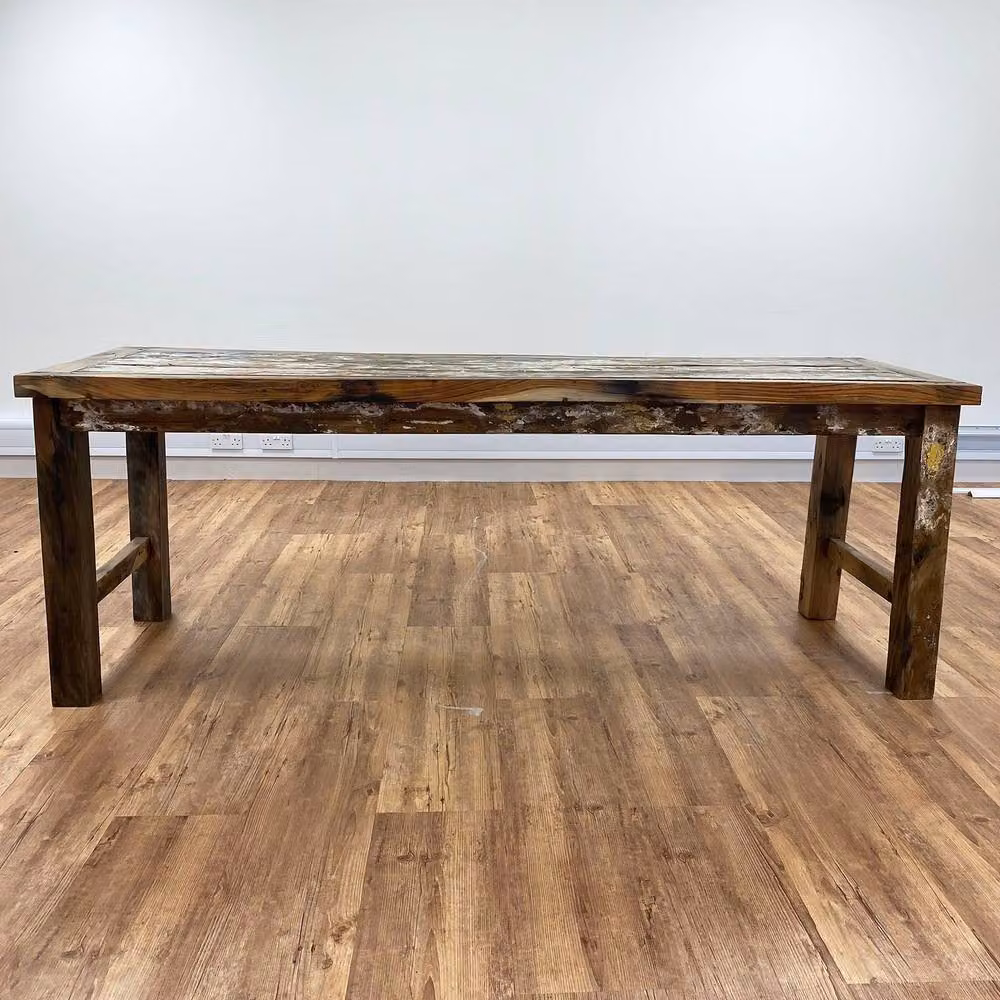 Serenityy Rustic Teakwood Rectangular Dining Table in Brown, Seats 8, W: 180 cm, D: 70 cm, H: 70 cm – 2