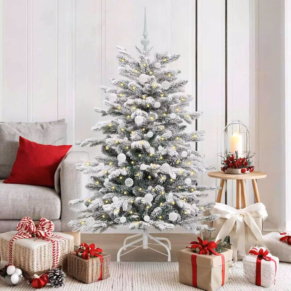 Berkfield Home Elegant White Artificial Hinged Christmas Tree, Height: 150 cm – 2