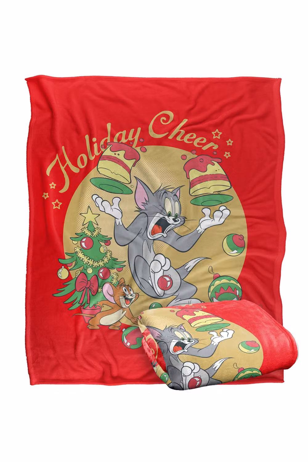 Warner Bros. Tom & Jerry Christmas Holiday Cheer Super Soft Fluffy Polyester Throw Blanket, Multicolour, Extra Large – 2