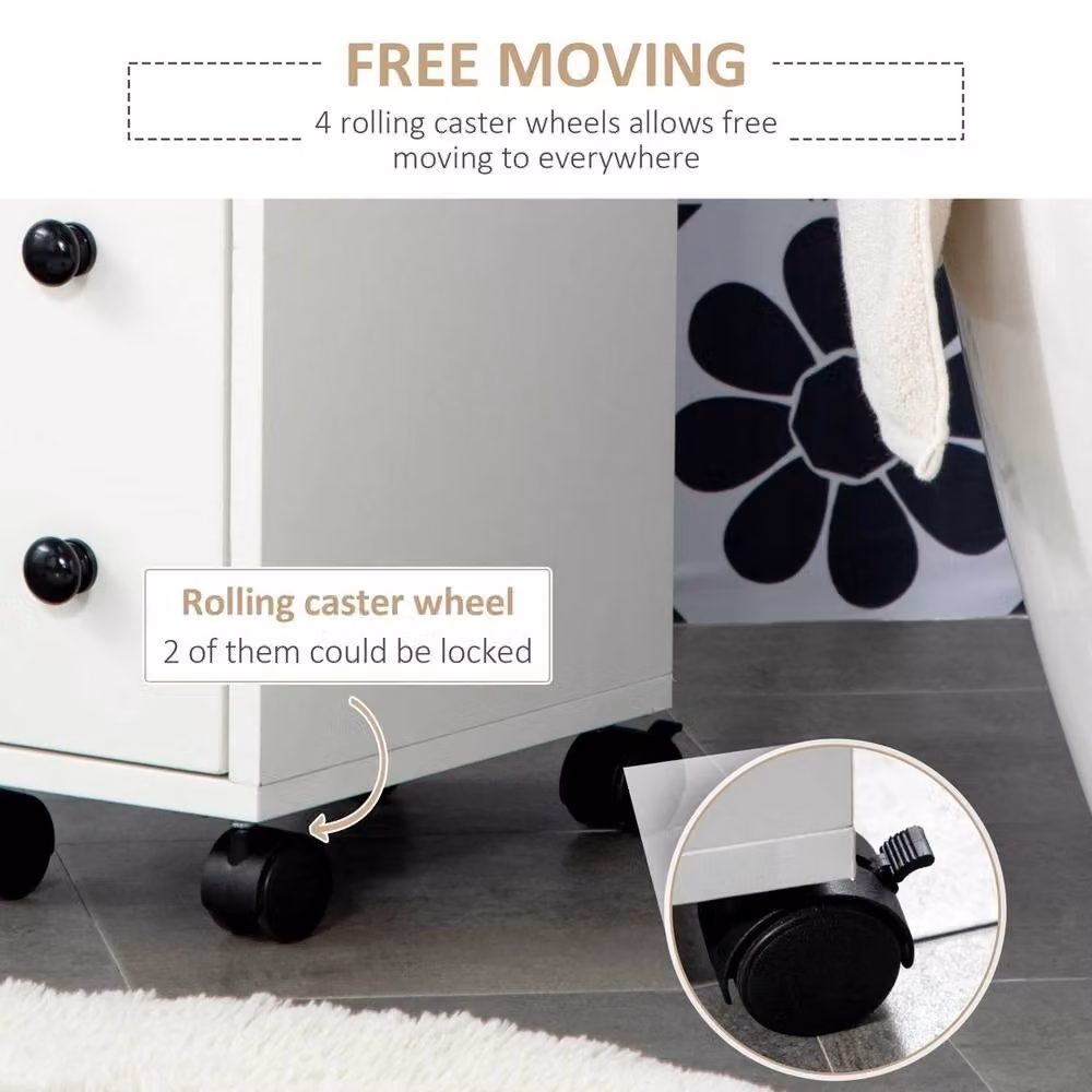 NESTLUNE White Matt Bathroom Storage Unit with Drawers – 2
