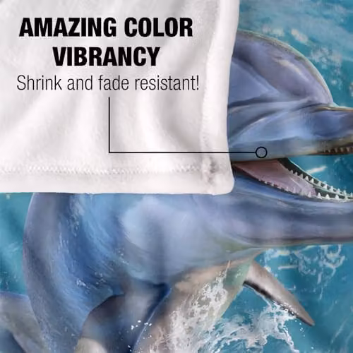 JQ Licensing Jlo Dolphins Jumping Silky Touch Super Soft Fleece Throw Blanket, Blue Multicolour, W: 91 cm, D: 147 cm – 3