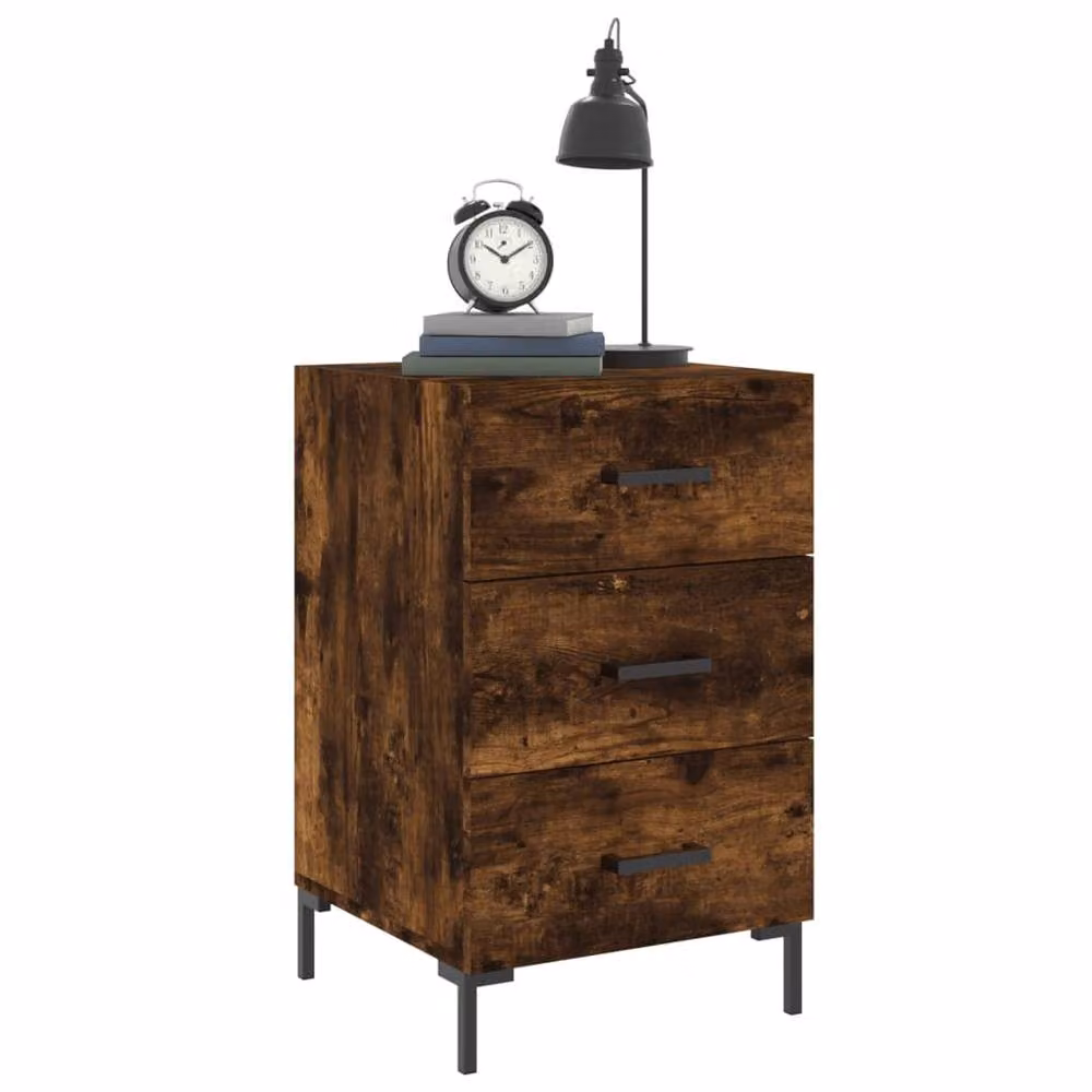 Berkfield Home Modern Bedside Cabinet in Smoked Oak Brown, W/D/H: 40 x 40 x 66 cm – 3