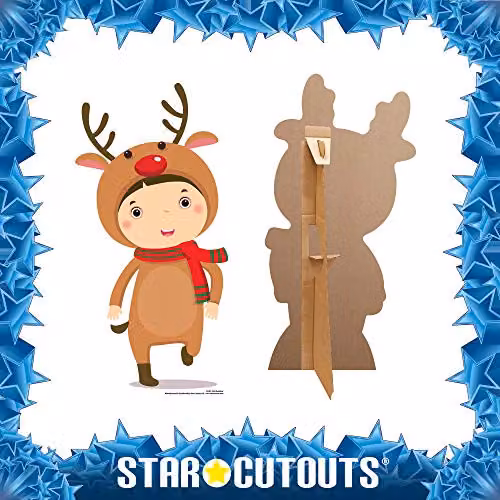 Star Cutouts Ltd SC987 Mini Reindeer Cardboard Standee, Multicolour, Height: 92 cm – 2