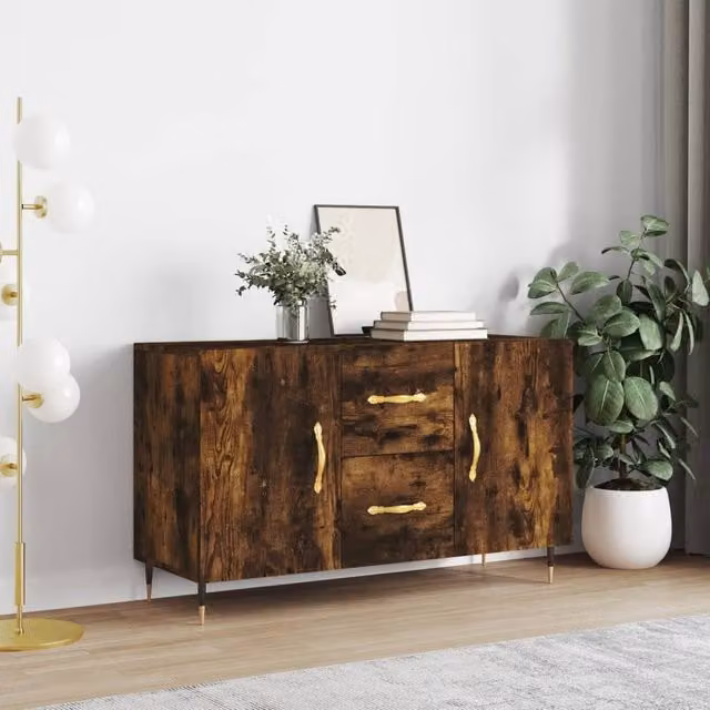 Berkfield Home Modern Smoked Oak Sideboard in Brown, W/D/H: 100 x 36 x 60 cm
